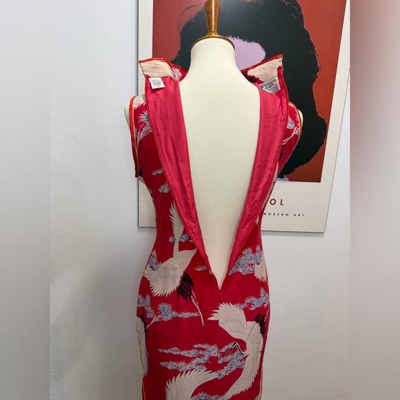 100% silk crane cheongsam by Avanti Authentic Hawaii - Picture 7 of 11